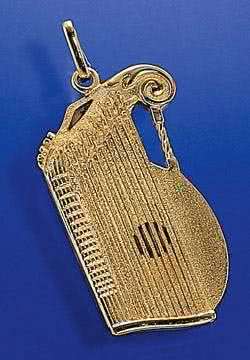 Zither als Brosche