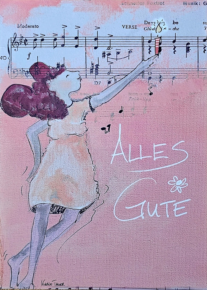 Postkarte Alles Gute pink