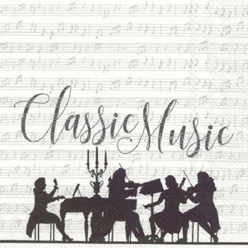 Lunchservietten Classic Music silber