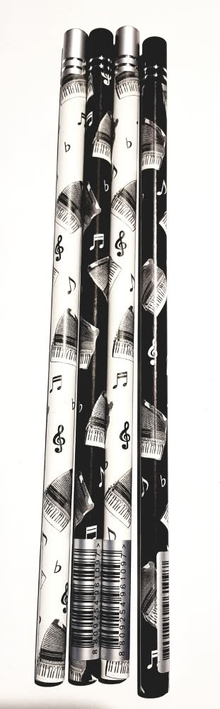 Bleistift Akkordeon black and white mit Strass-Stein