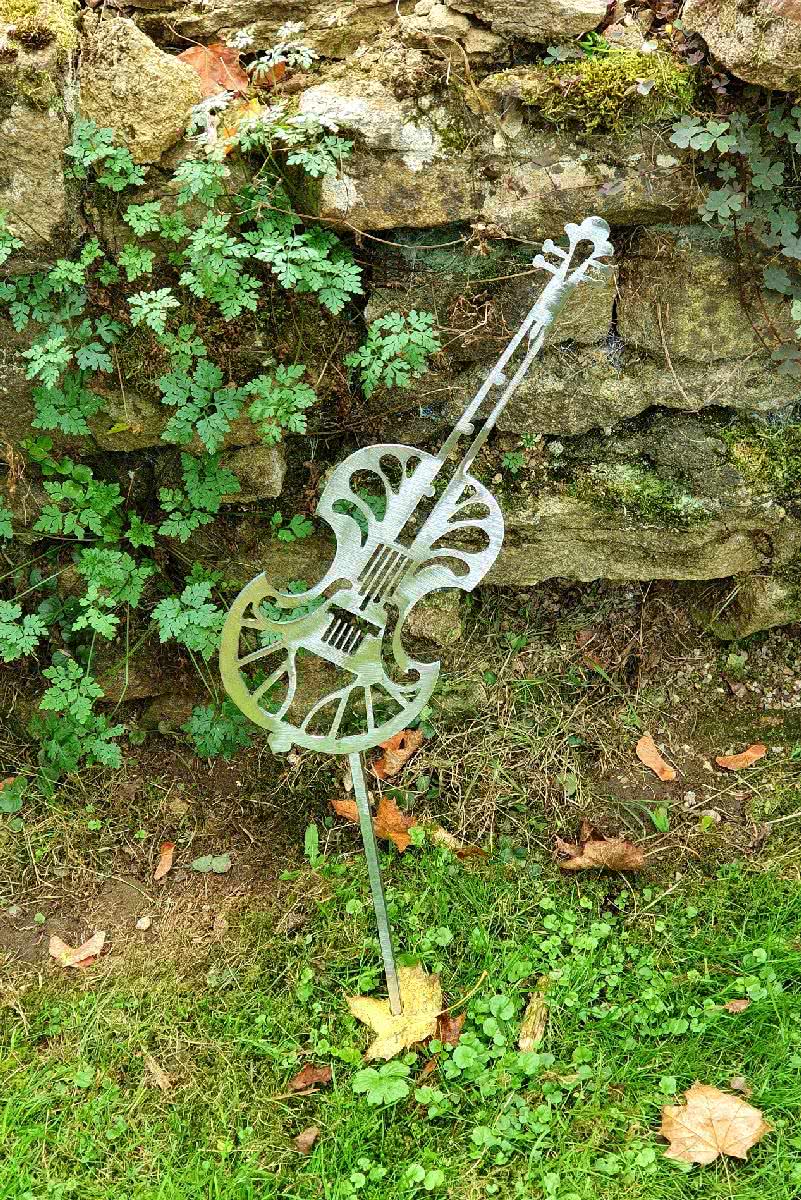 MB-MBW-GS-14-1 Gartenstecker / Wanddeko Geige klein