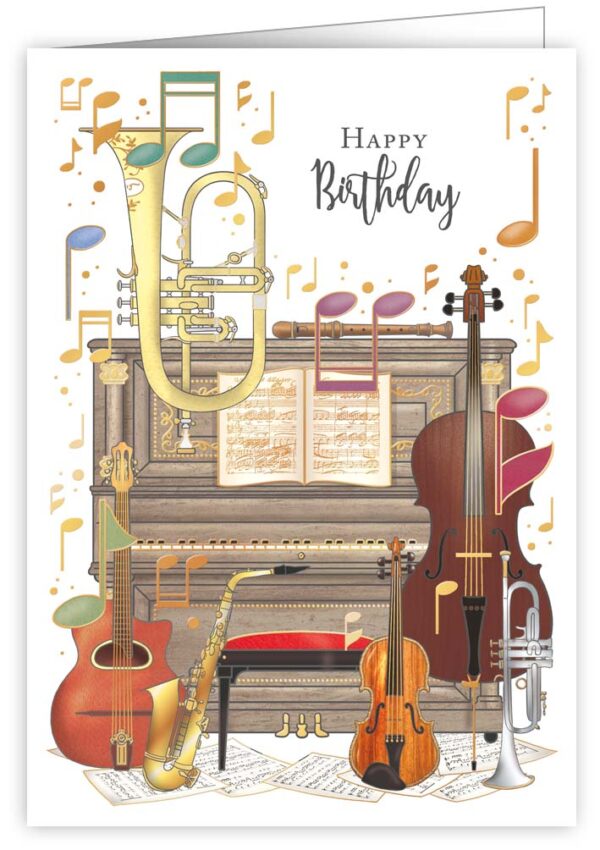 Doppelkarte Happy Birthday Piano