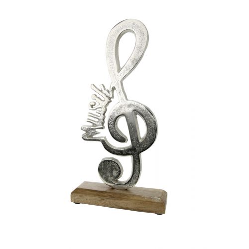 Skulptur Notenschlüssel Musik auf Mangoholz 