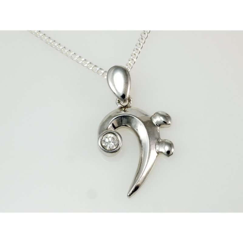 925er Silberkette Bassschlüssel mit Zirkoniastein